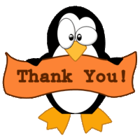 penguin with thank you sign